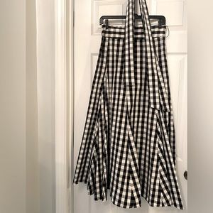 “Who What Wear” Maxi Skirt w/ Gores Black & White Gingham Flowing Cotton size 8